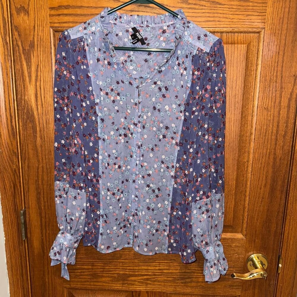 Paige multicolor floral dorothy silk Blouse size small long sleeve button front